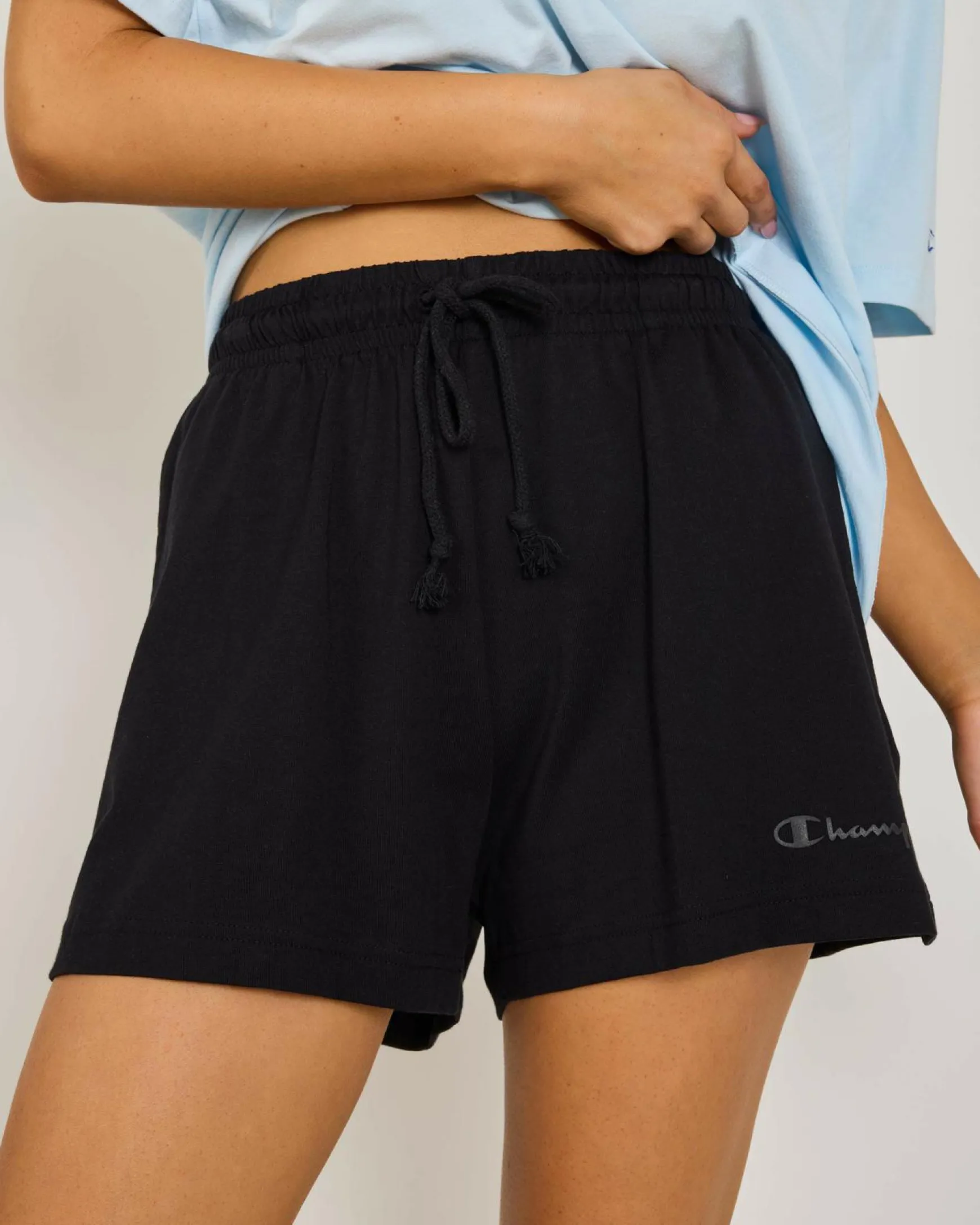 Hi-Waist Tonal Jersey Shorts