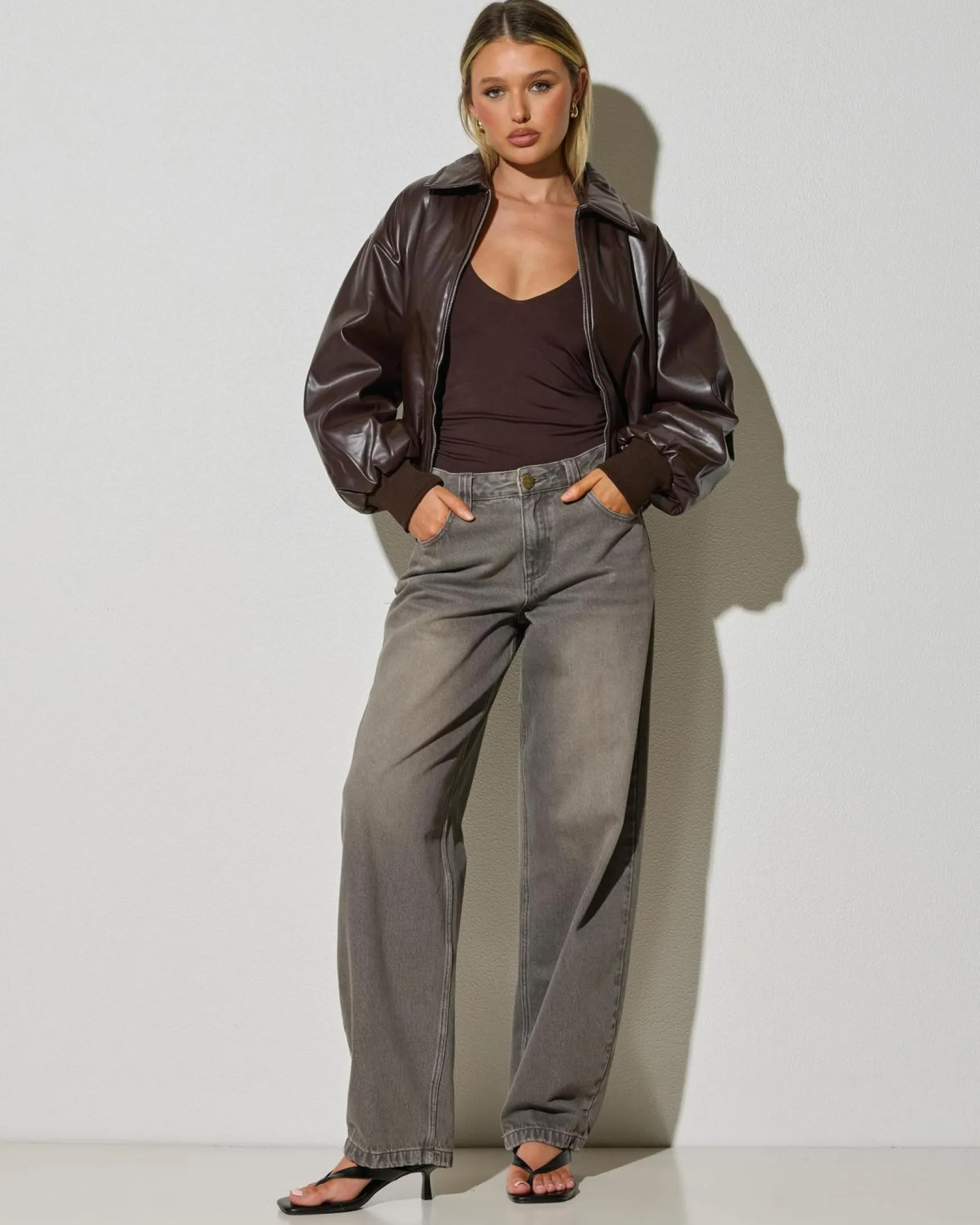 Huxley Faux Leather Puffer Jacket