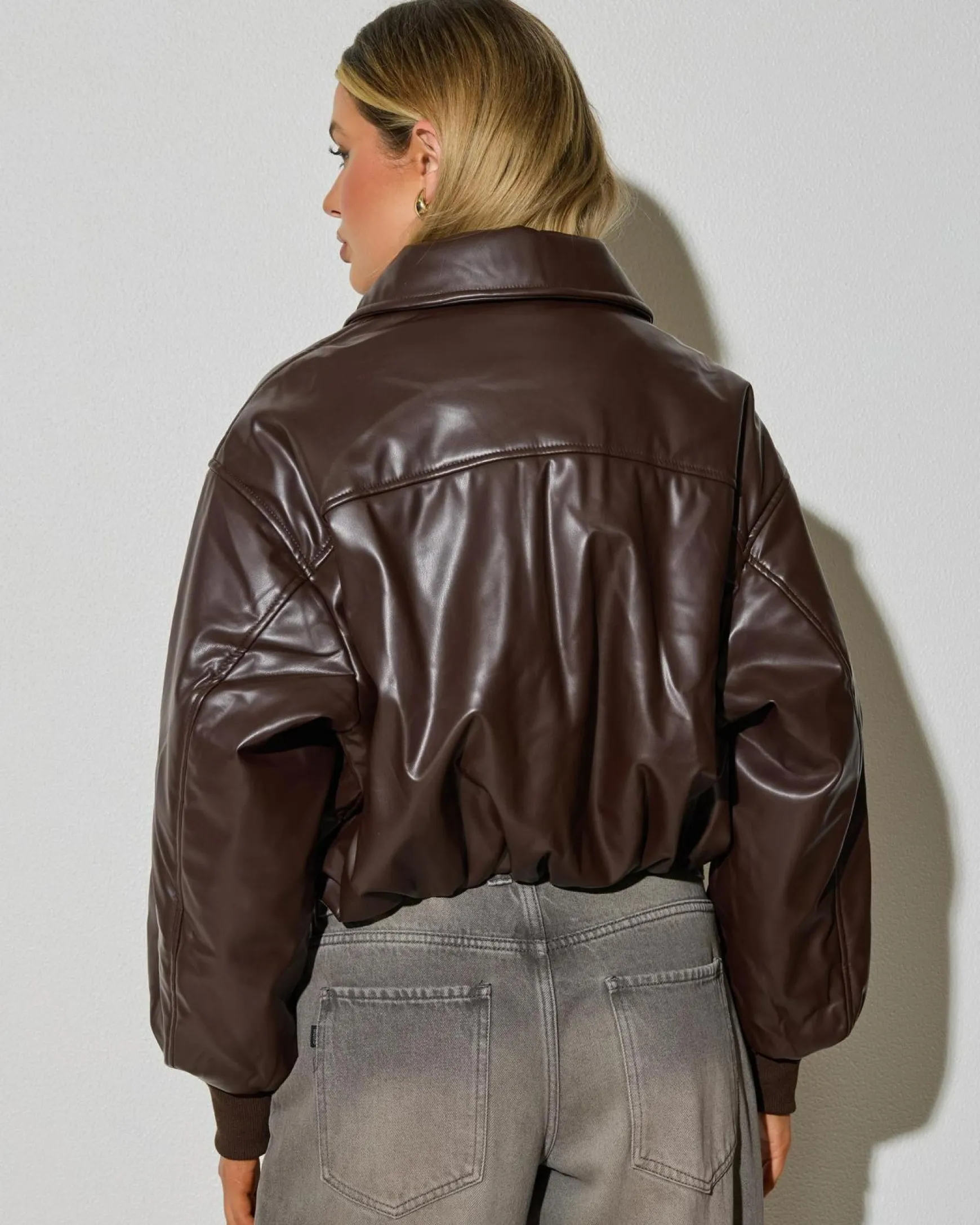 Huxley Faux Leather Puffer Jacket