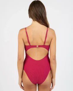 Isla Rib Tie Front One Piece Swimsuit