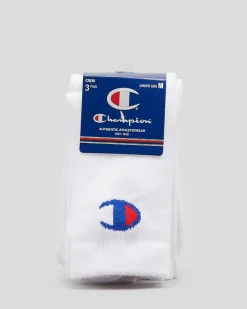 Junior Boys' Medium Sport C Logo Crew Socks 3 Pack