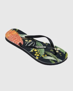 Kids' Slim Fauna Bush Flower Thongs