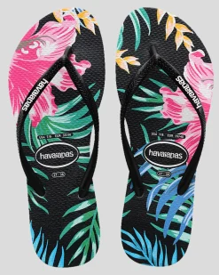 Kids' Slim Floral Palm Thongs