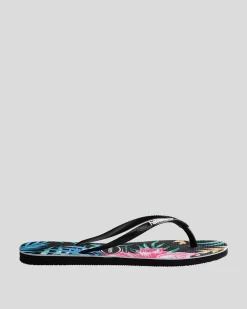 Kids' Slim Floral Palm Thongs