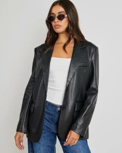 Lenny Oversized Faux Leather Blazer
