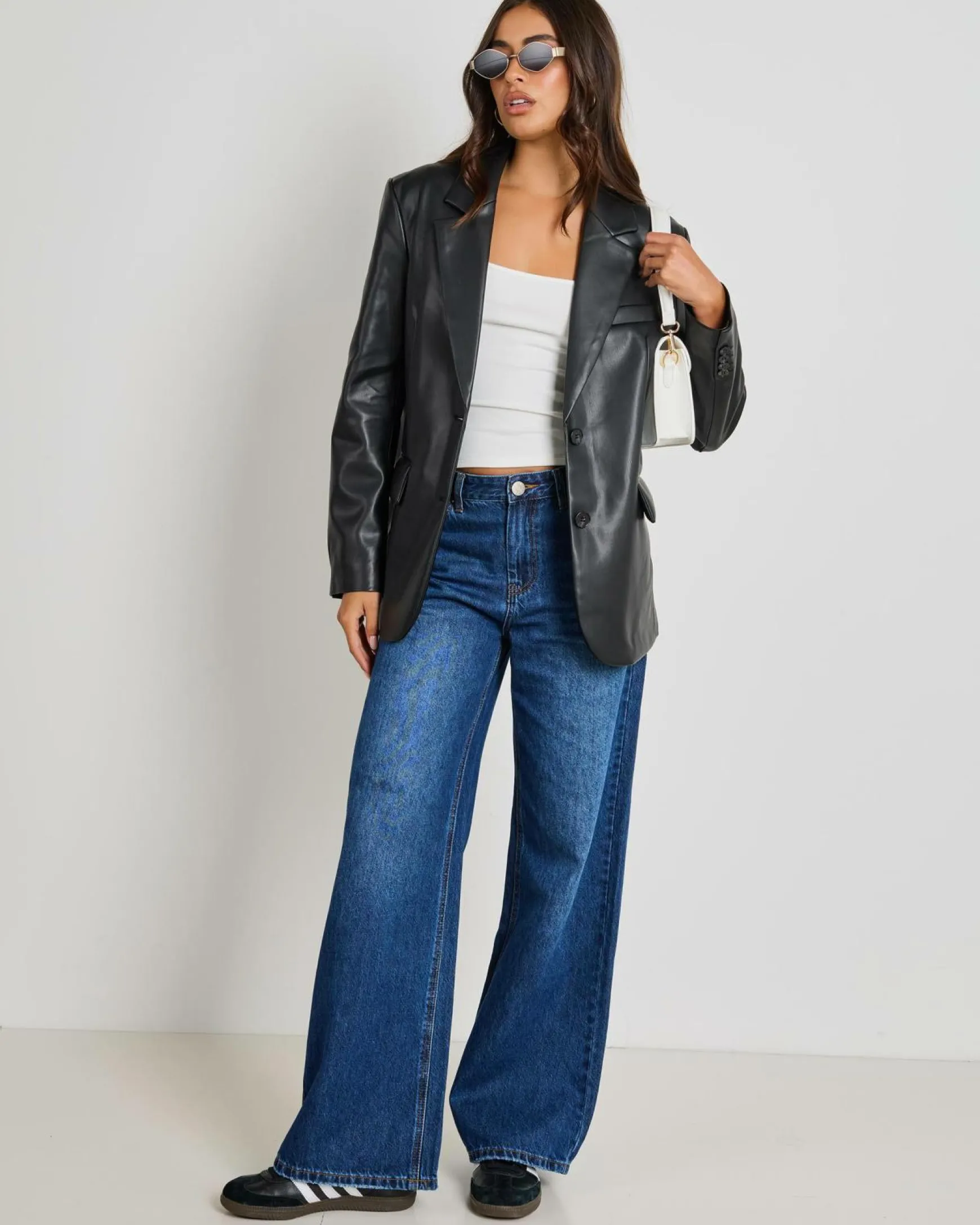 Lenny Oversized Faux Leather Blazer