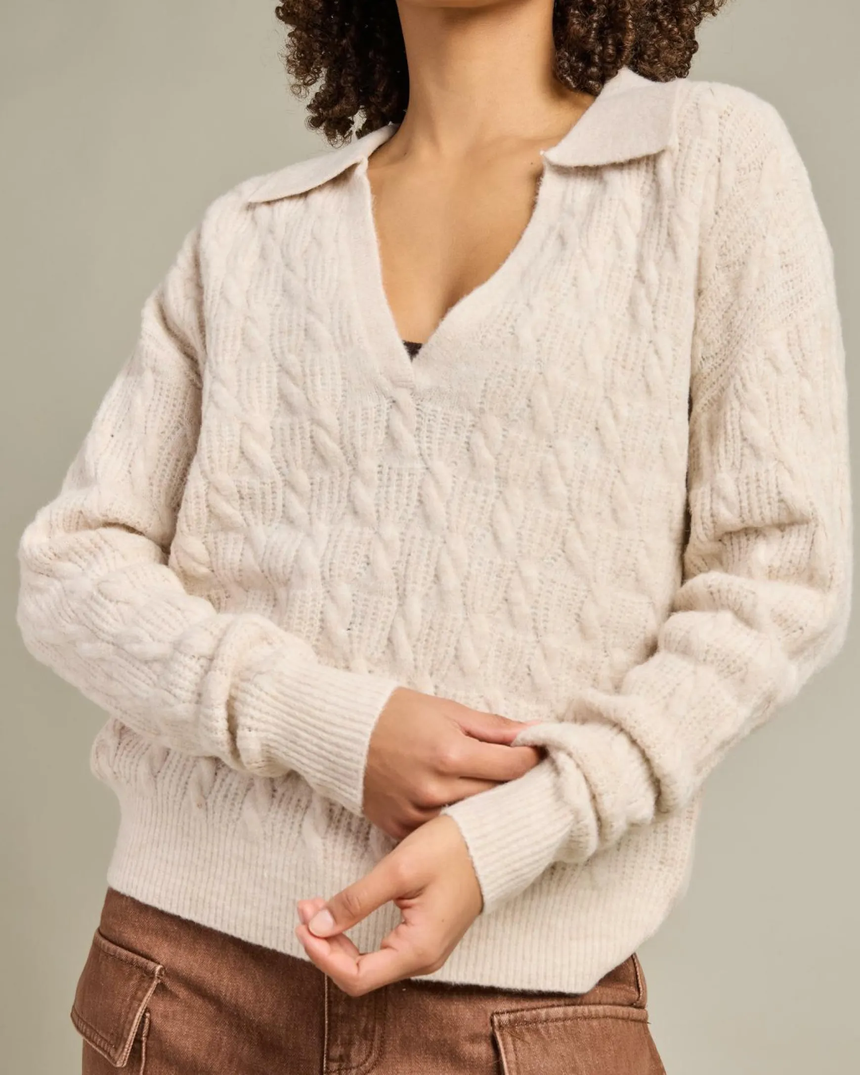 Lexie V-Neck Collared Jumper