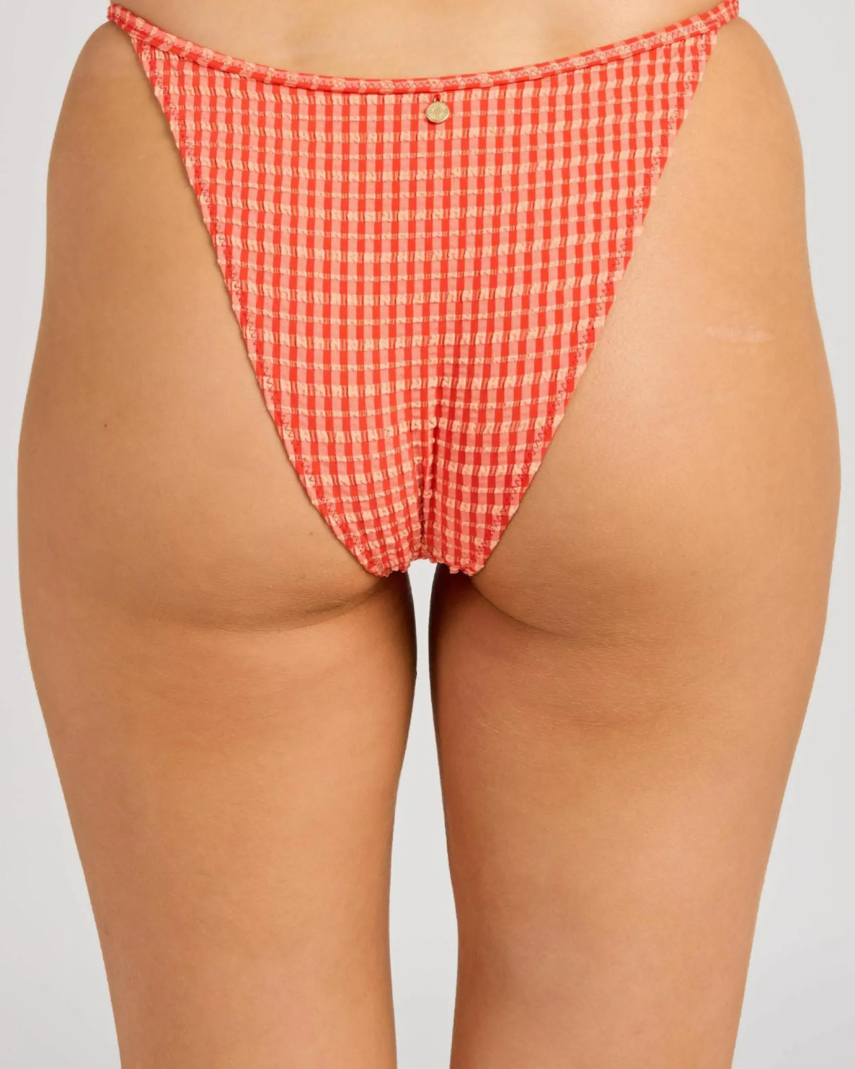 Lola Check Adjustable High Cut String Bikini Bottom