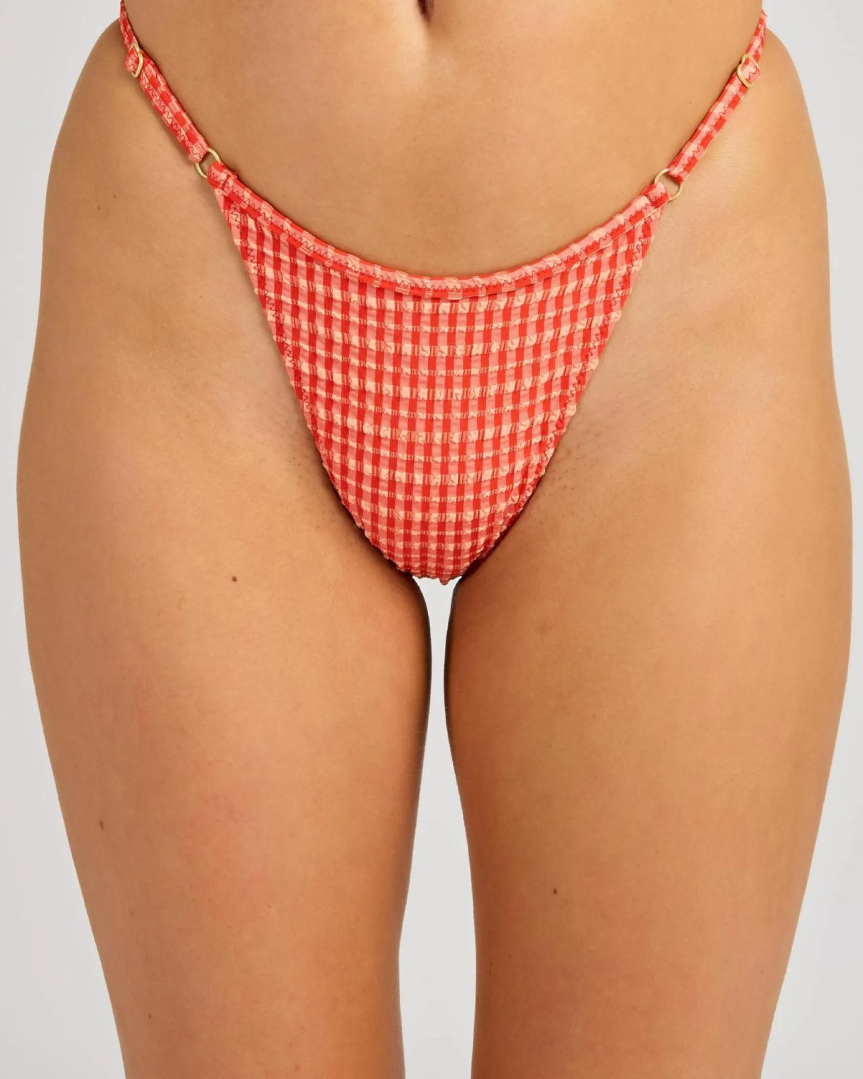 Lola Check Adjustable High Cut String Bikini Bottom