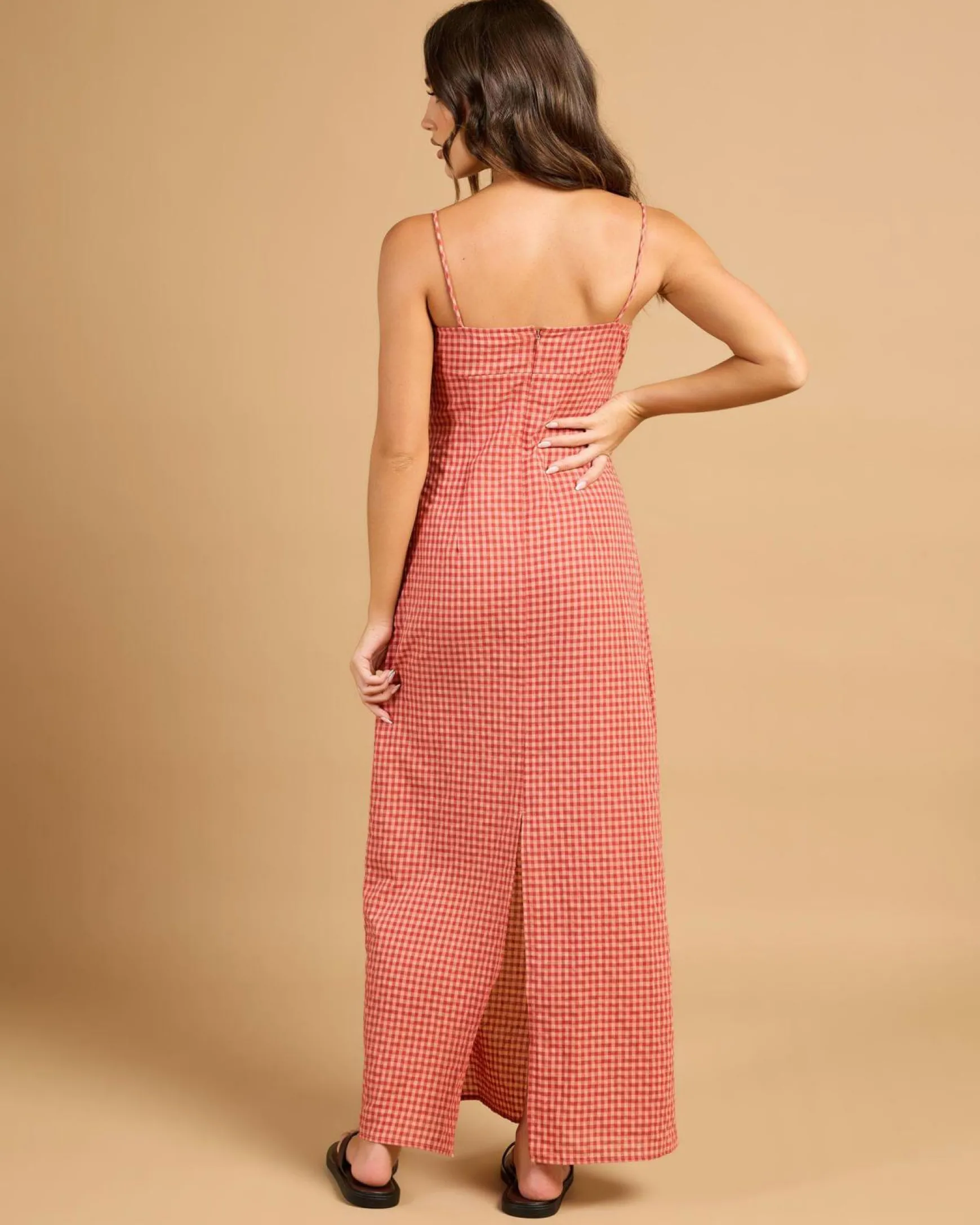 Lola Check Gathered Maxi Dress