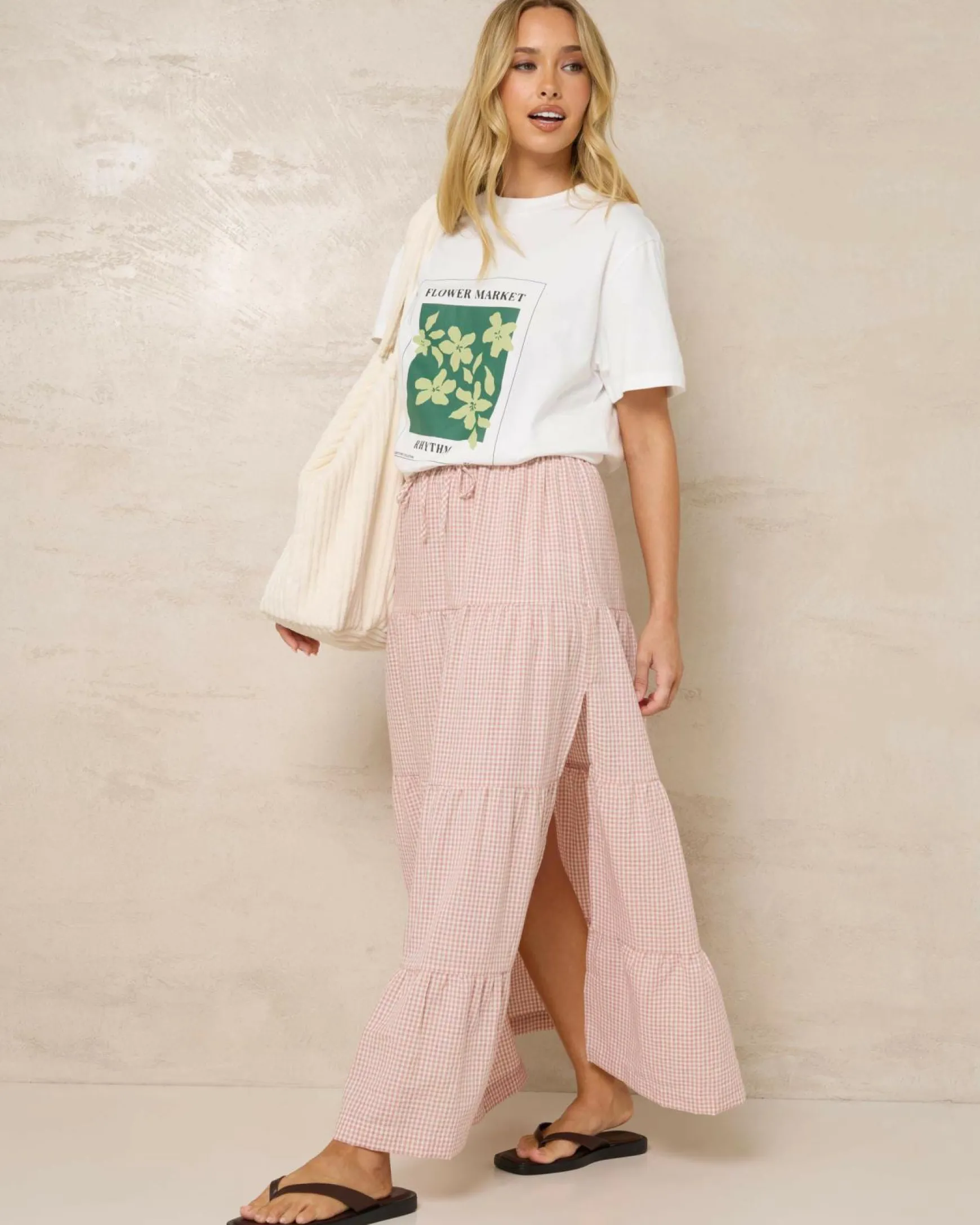 Lola Checked Tiered Maxi Skirt