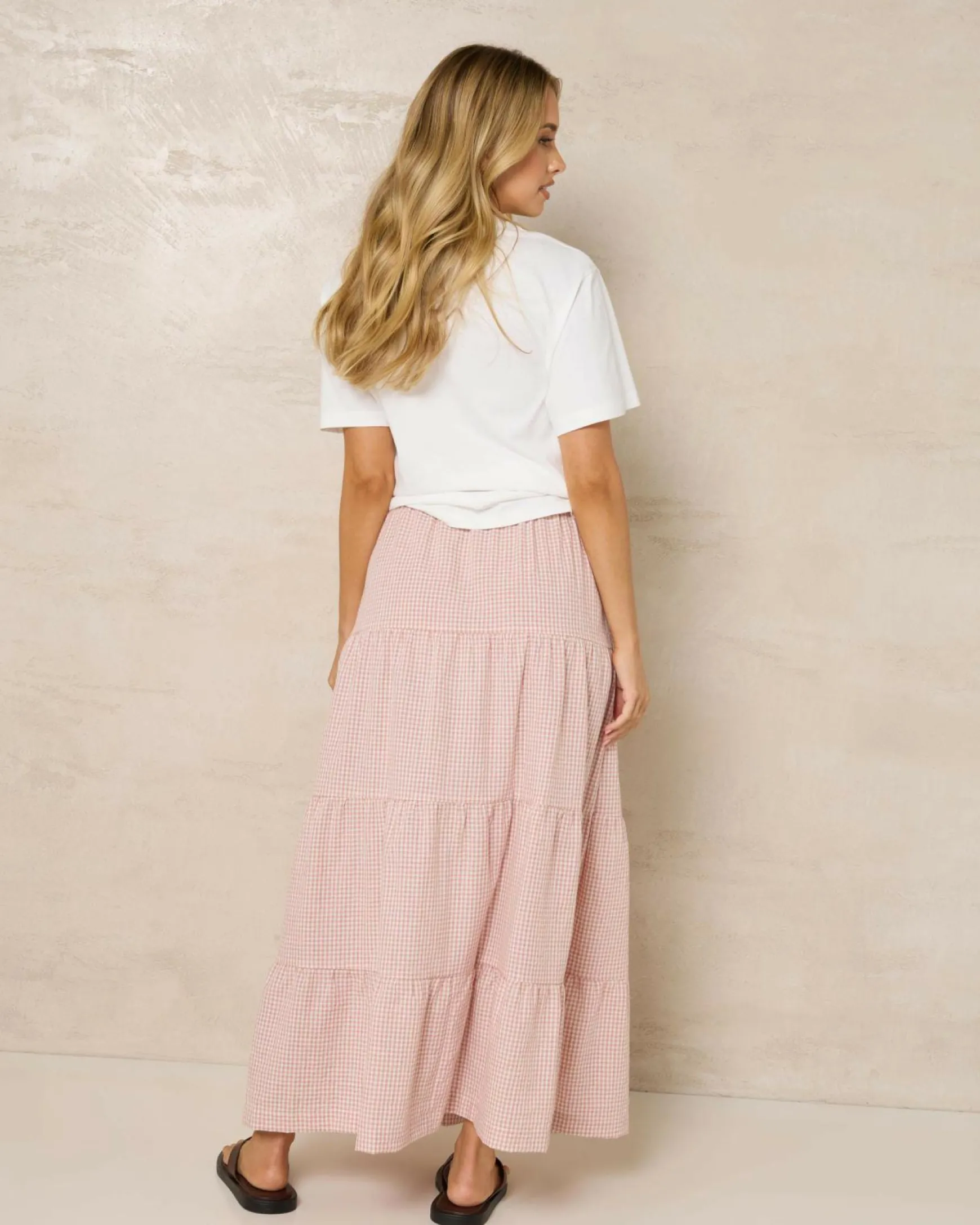 Lola Checked Tiered Maxi Skirt