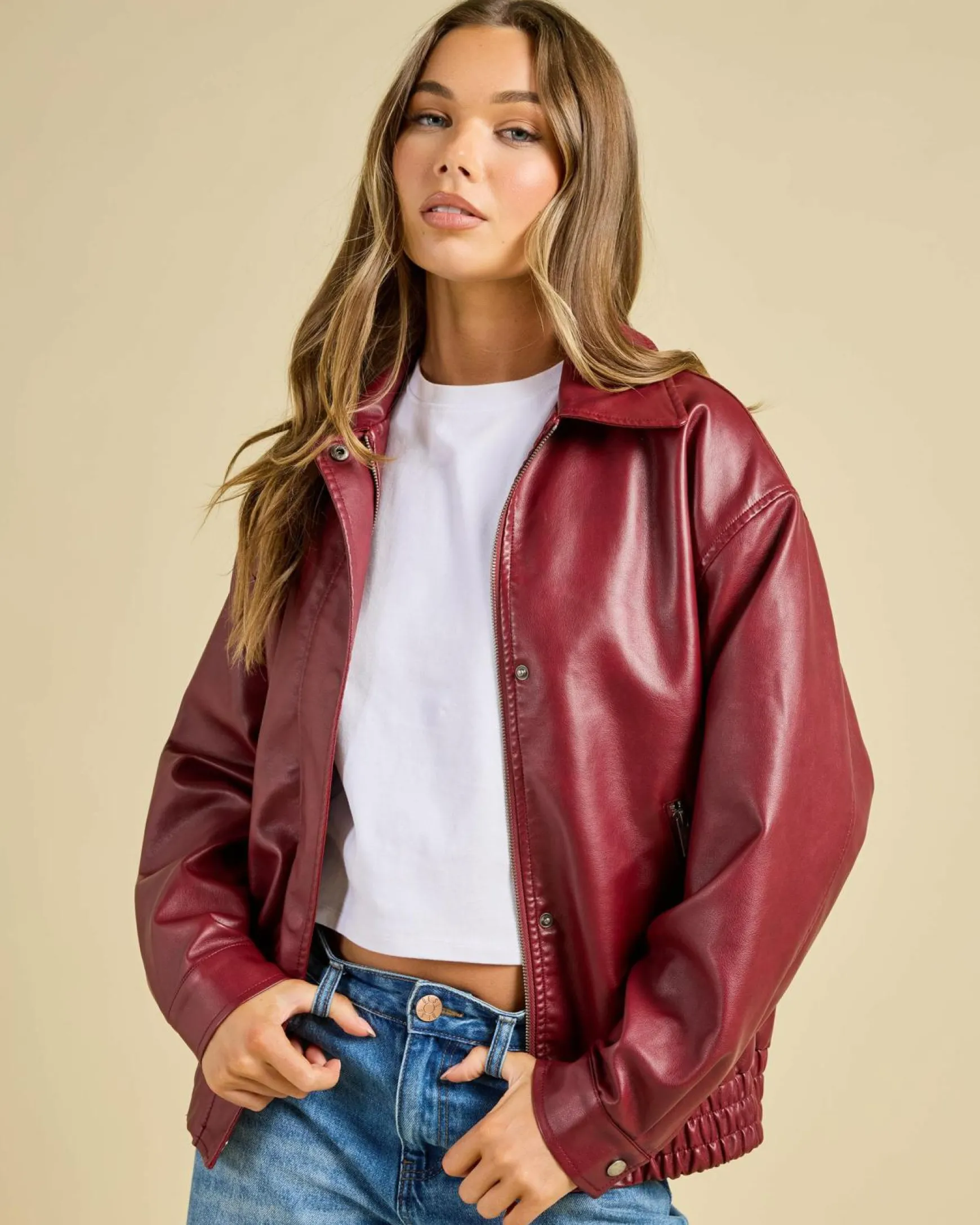 Maverick Faux Leather Bomber Jacket
