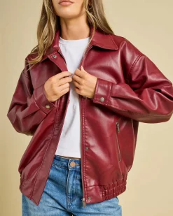 Maverick Faux Leather Bomber Jacket