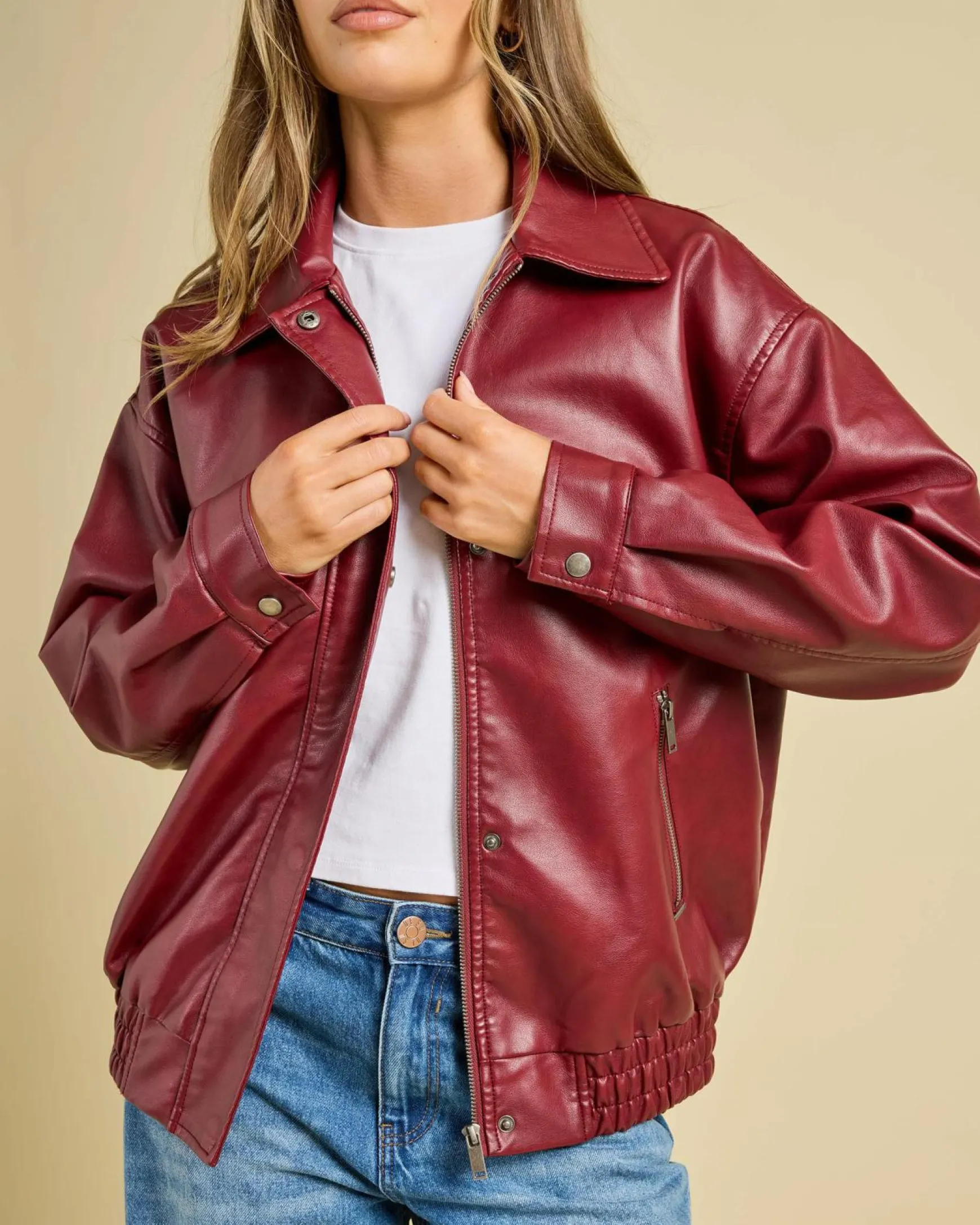 Maverick Faux Leather Bomber Jacket