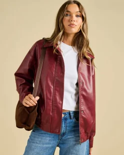 Maverick Faux Leather Bomber Jacket