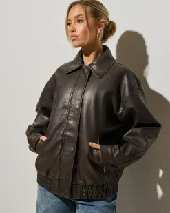 Maverick Faux Leather Bomber Jacket