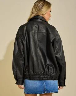 Maverick Faux Leather Bomber Jacket