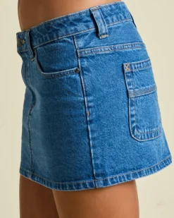 Mavericks Low Rise Denim Mini Skirt