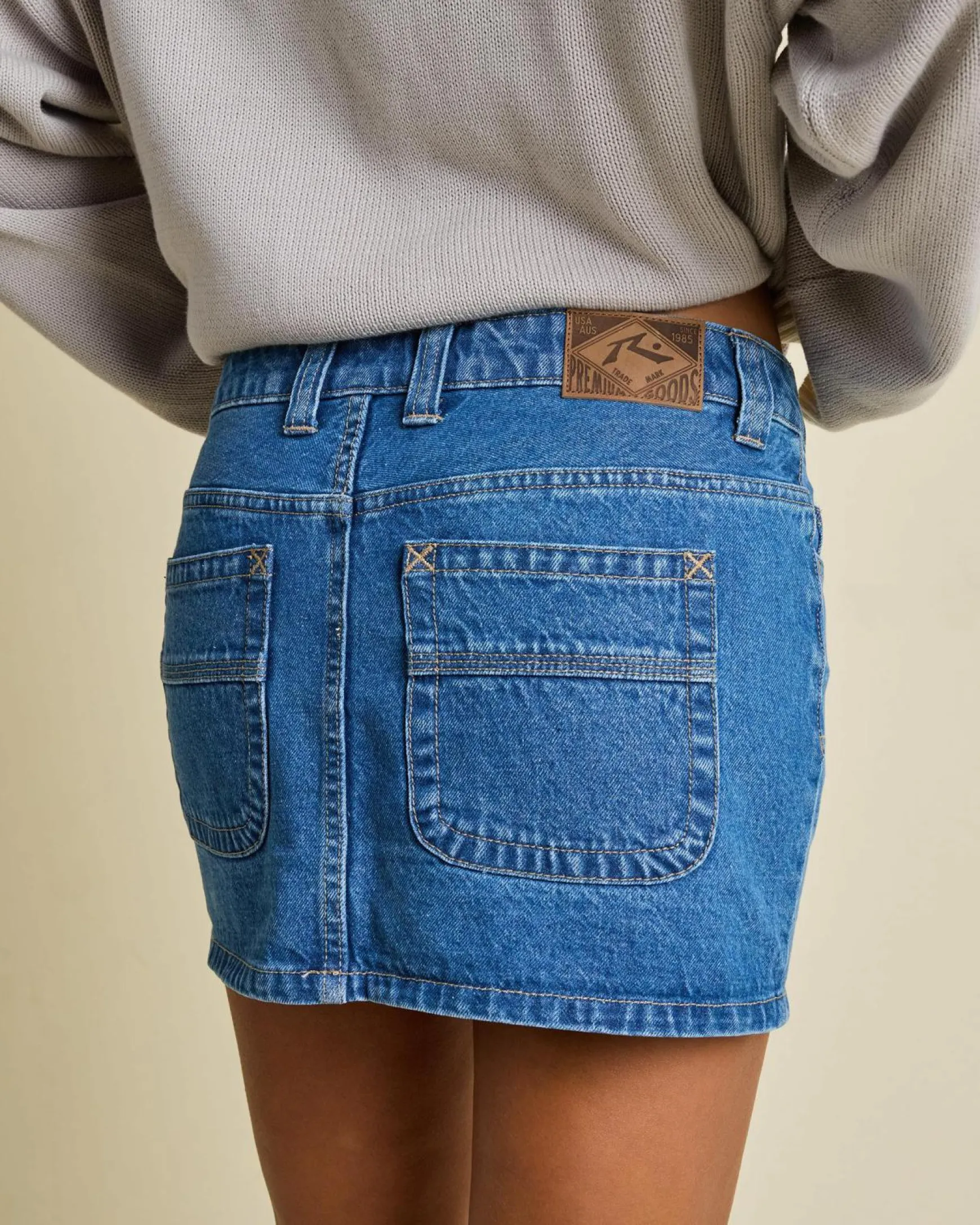Mavericks Low Rise Denim Mini Skirt