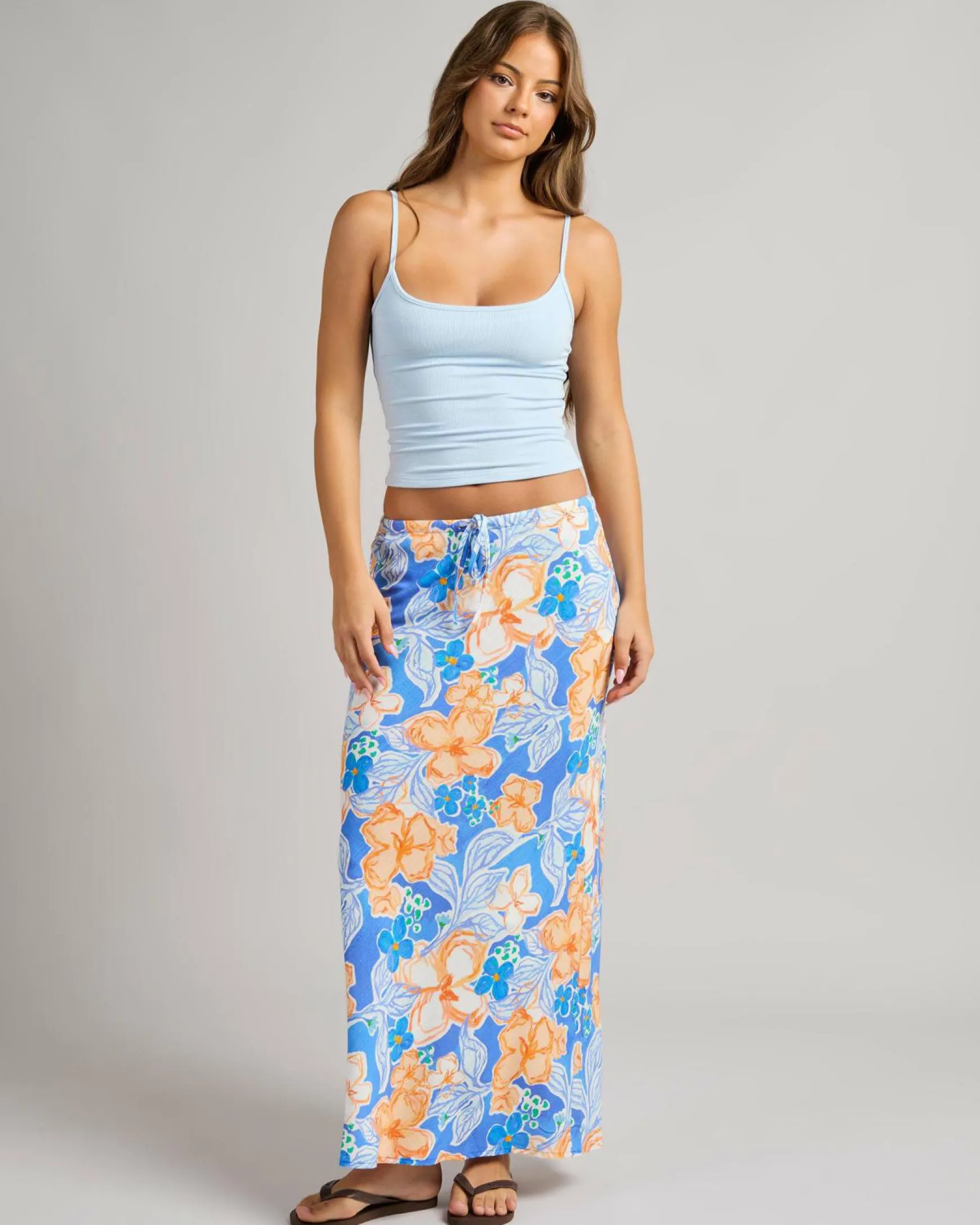 Paradise Floral Bias Cut Maxi Skirt