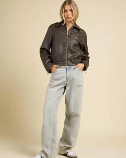 Pilot Faux Leather Bomber Jacket