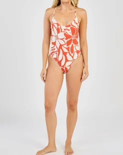 Poppy Floral Cross Back One Piece Swimsuit