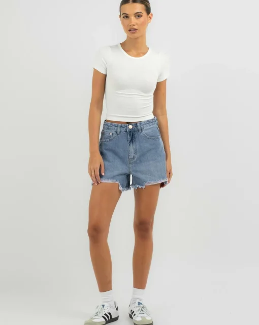 Reign Mid Denim Shorts
