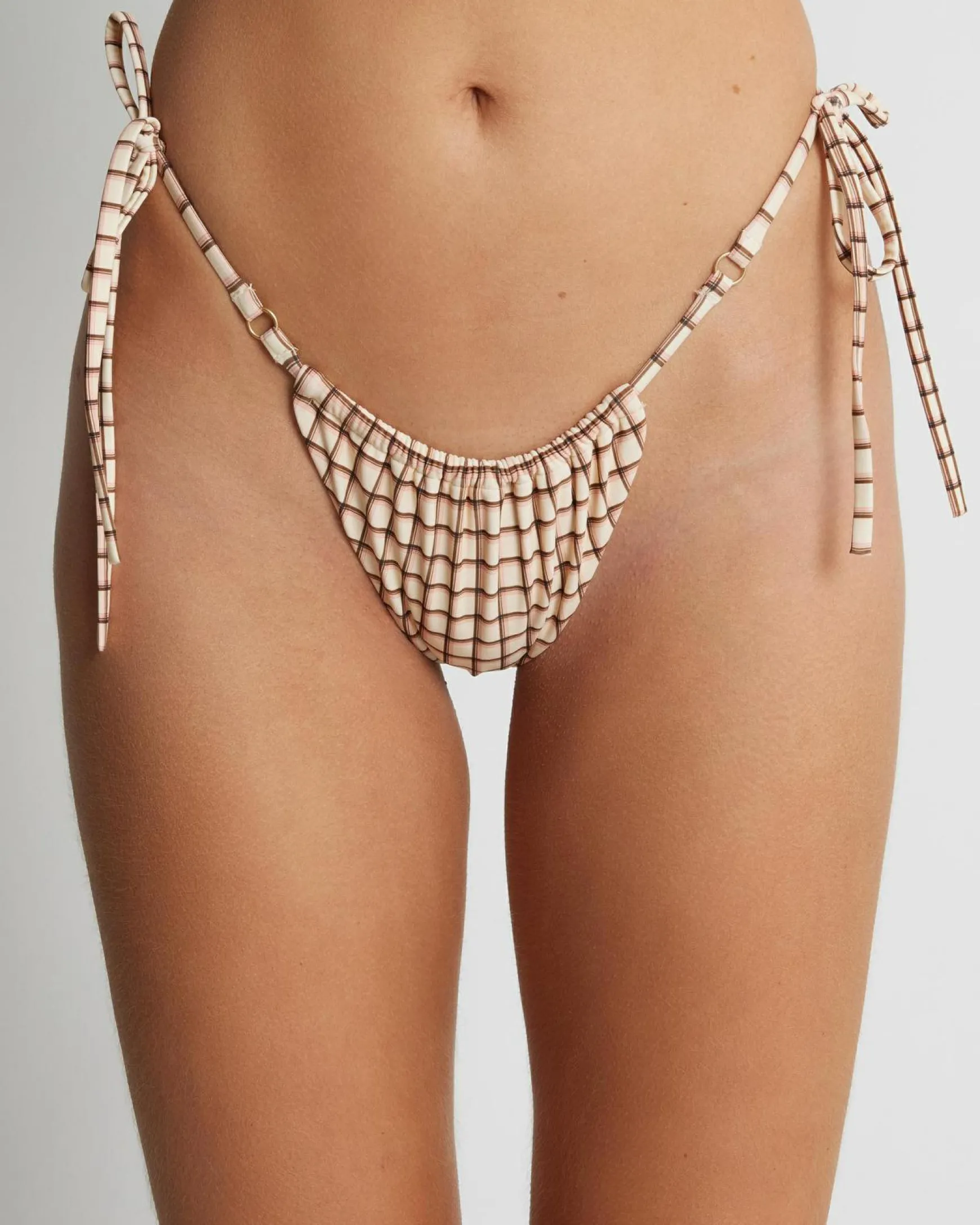 Rumi Check Gathered Tie Side Itsy Bikini Bottom