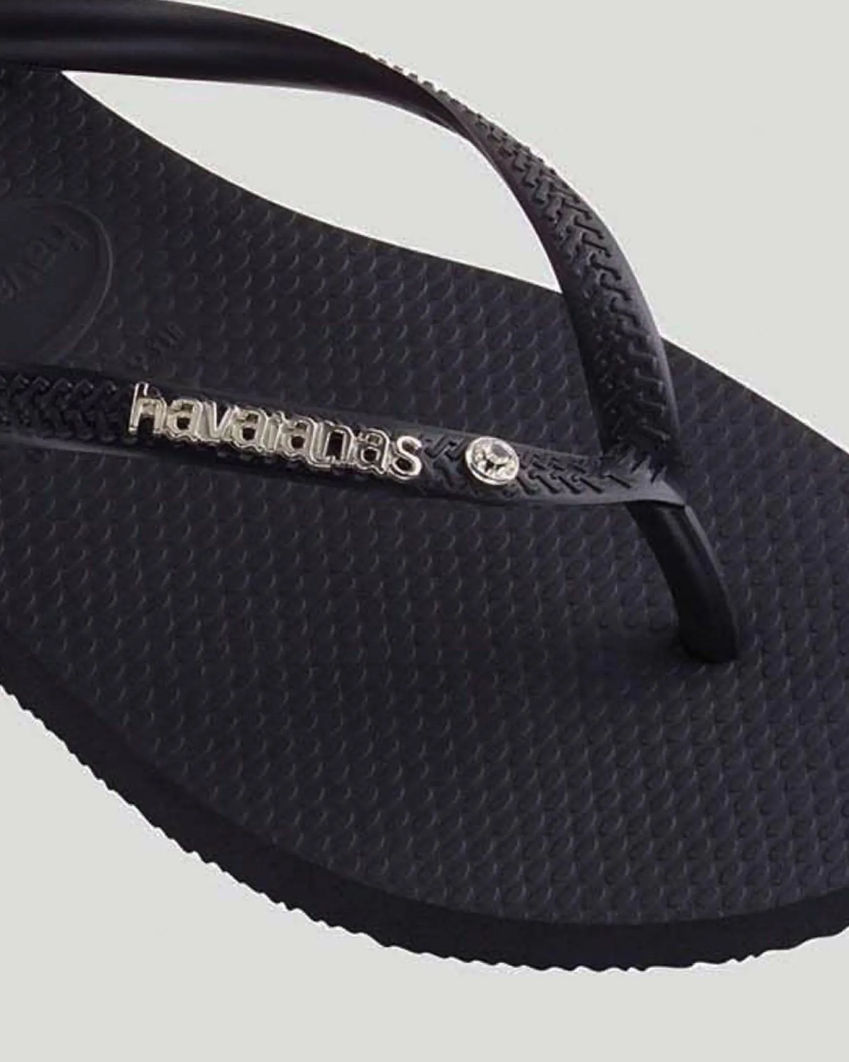 Slim Metal Logo Crystal Thongs