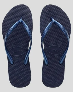 Slim Metallic Navy Thong