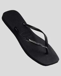 Slim Square Metal Logo Thongs