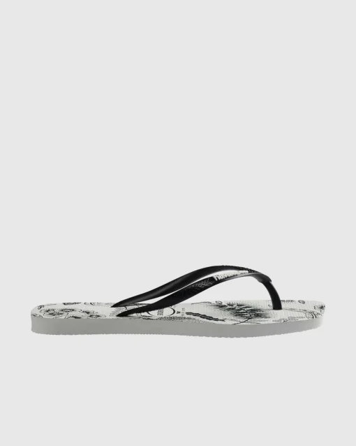Slim Square Printed Flower Thongs