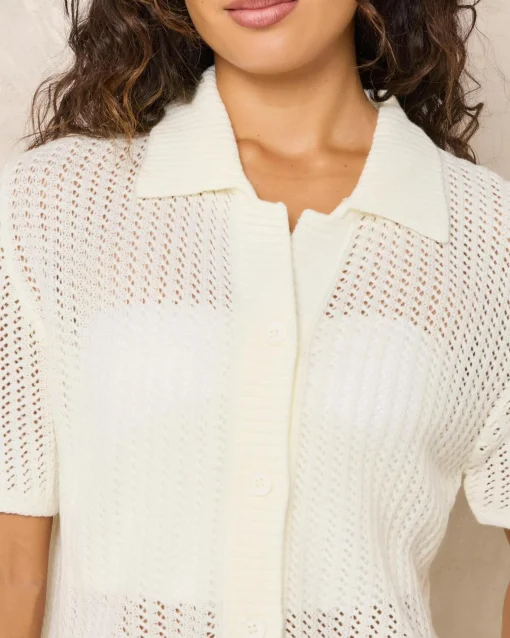 South Beach Crochet Short Sleeve Shirt