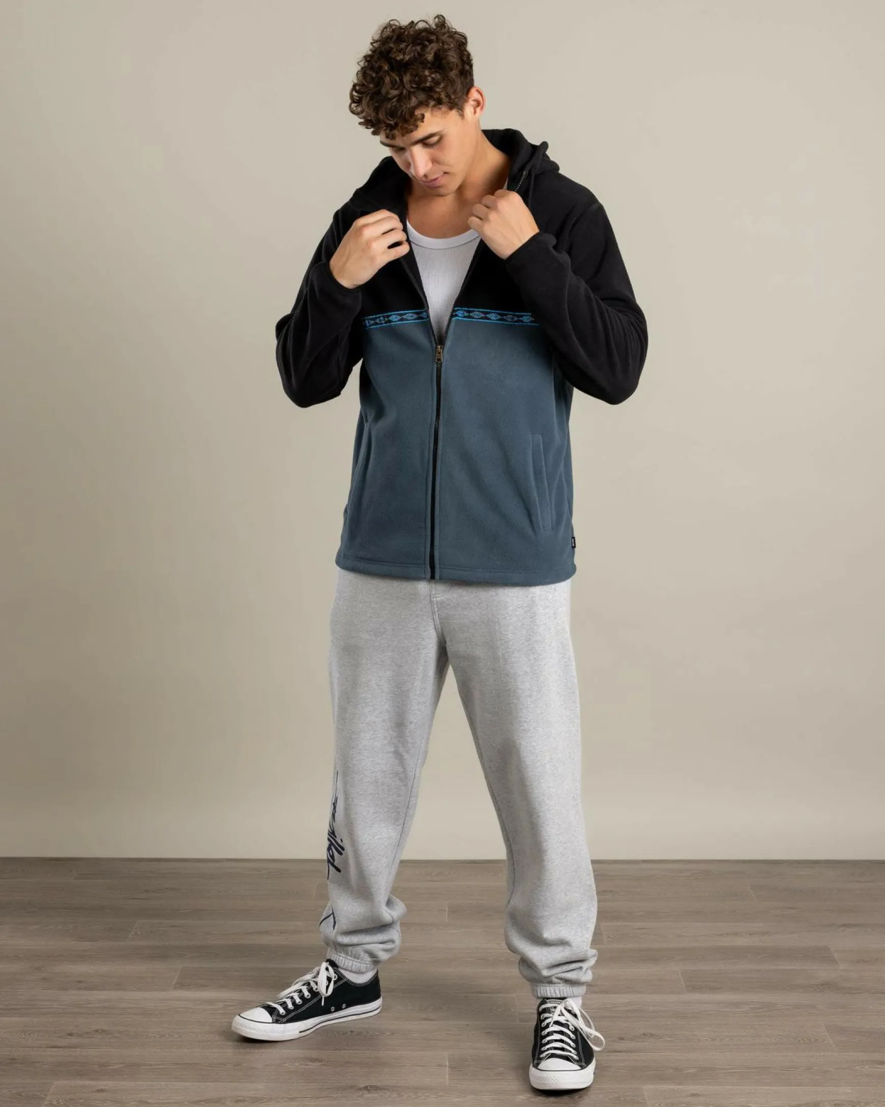 Split Peak Zip Thru Hooded Fleece