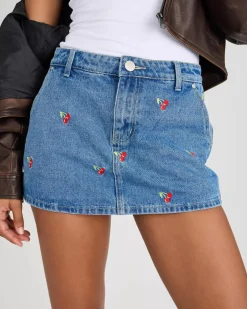 Sunday Cherry Denim Skort