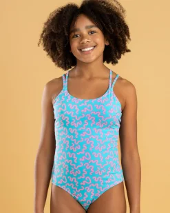 Teen Swimwear Cross Back One Piece Swimsuit