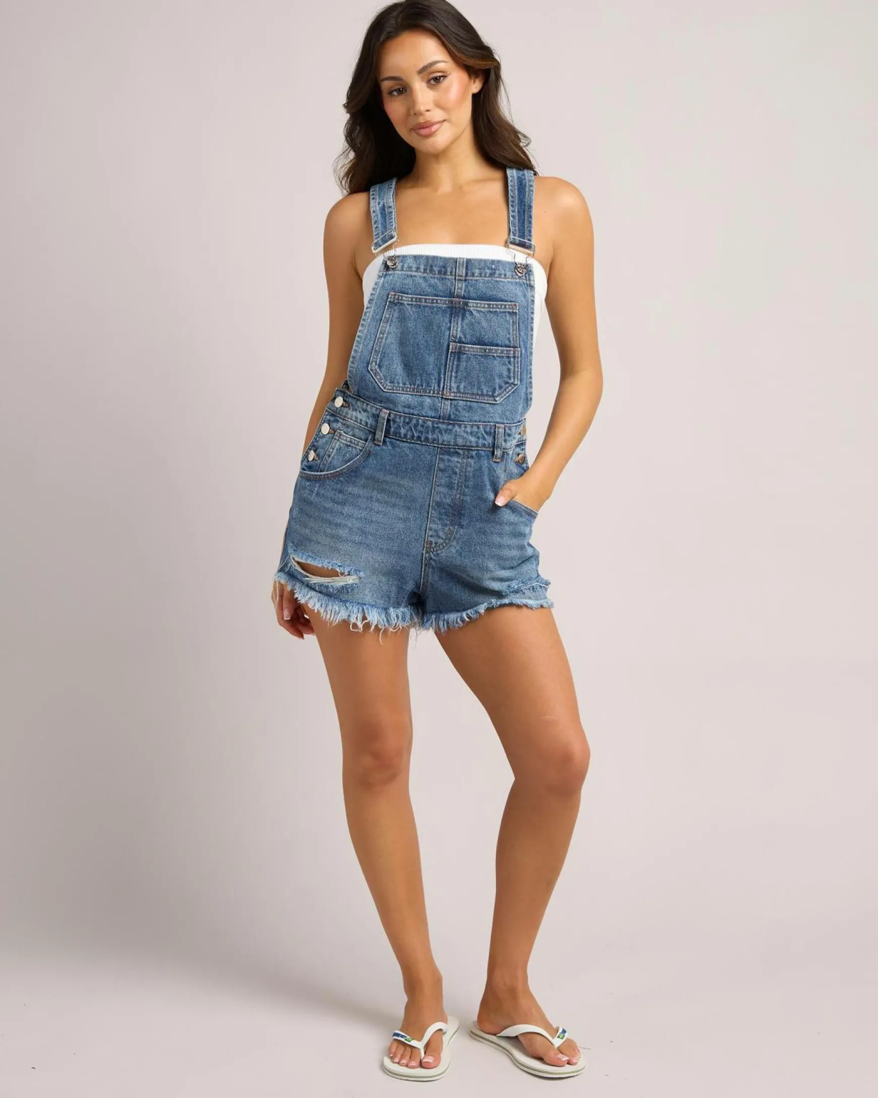 Texas Denim Short Overalls