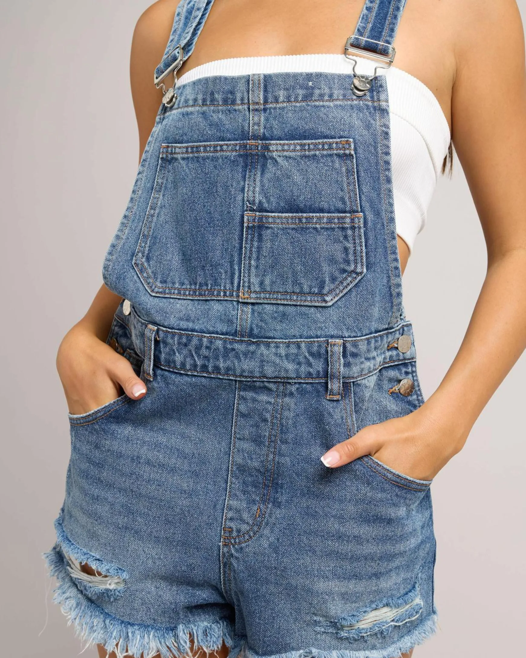 Texas Denim Short Overalls